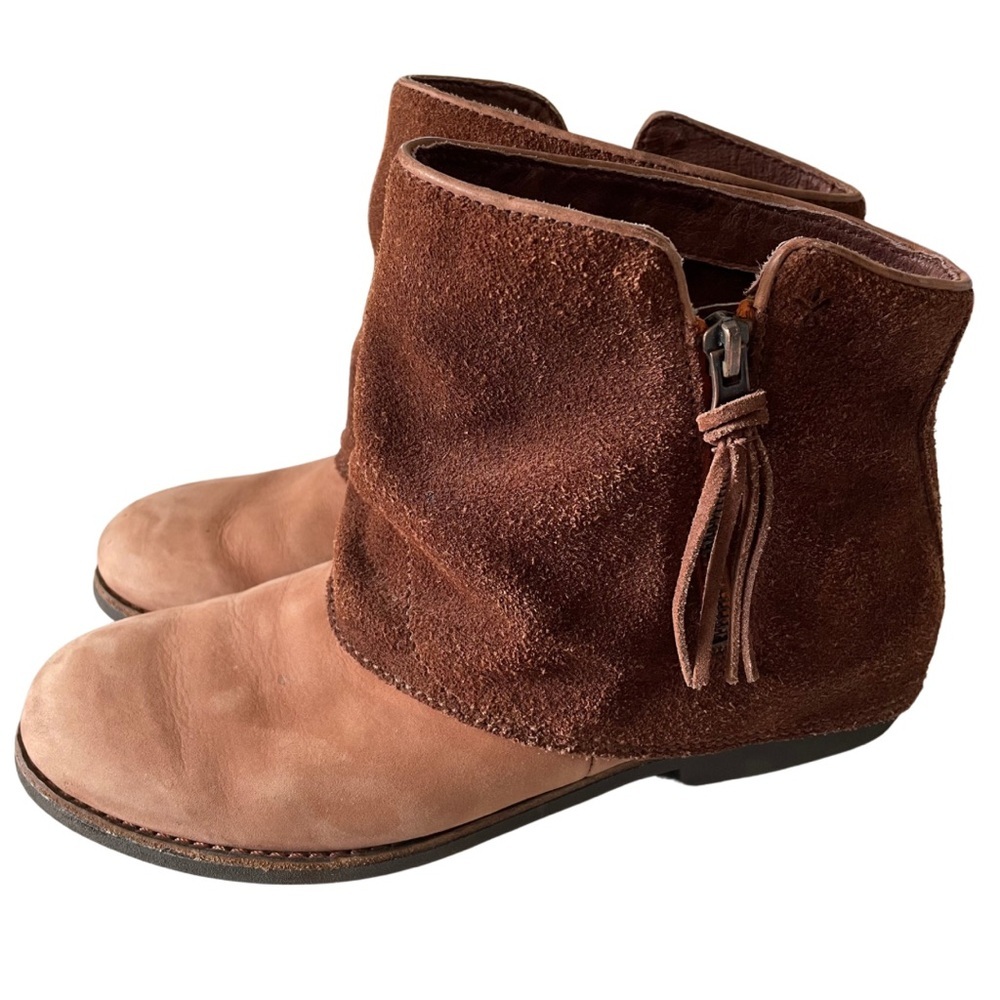 Emu Two-Tone Brown Suede Ankle Boots